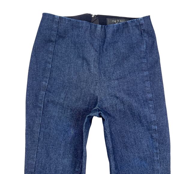 Rag & Bone Pocketless Denim Trouser Jeans Rear Zip Mid Rise Dark Wash Size 0 - Picture 1 of 9